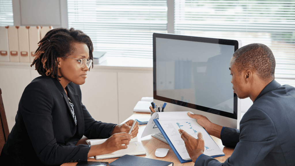 Candidate in a job interview avoiding common interview mistakes